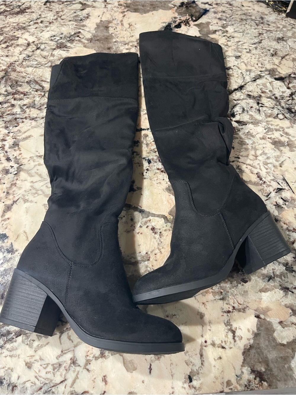 Fashion Nova Women's Black Over-the-Knee Block Heel Boots